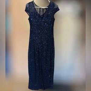 Elegant Navy Blue Sequin Dress
